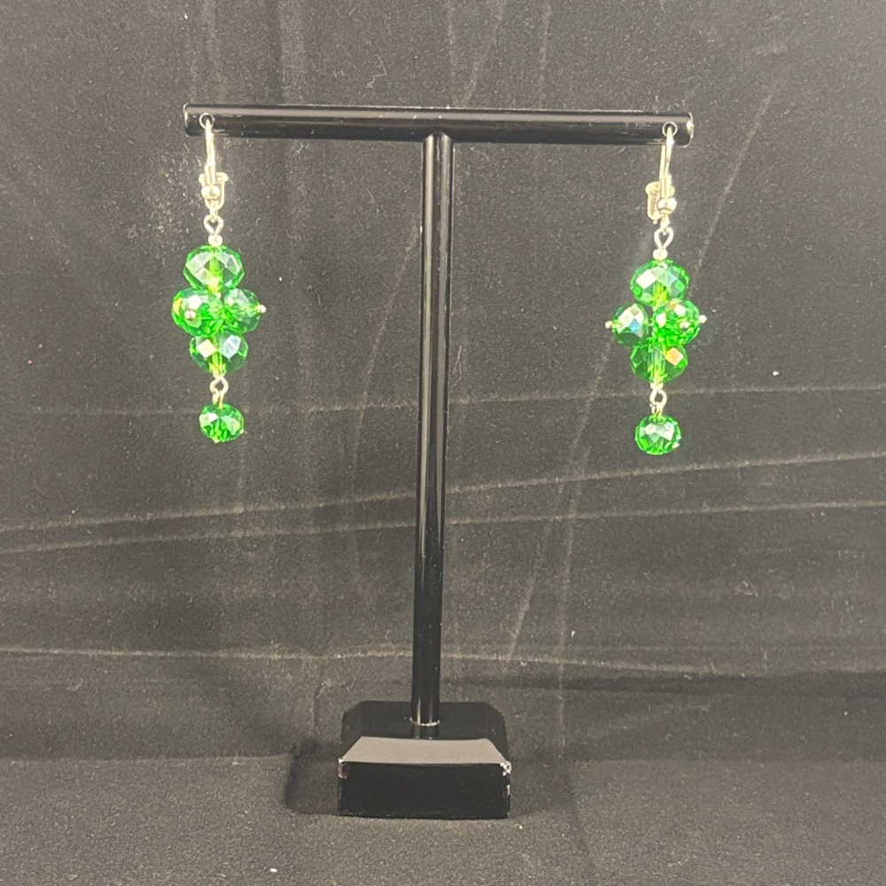 Vibrant Green Crystal Dangle Earrings
